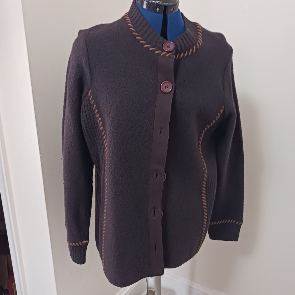 Mercer And Madison 100% Wool sweater Brown Jumper  Knit 1X
